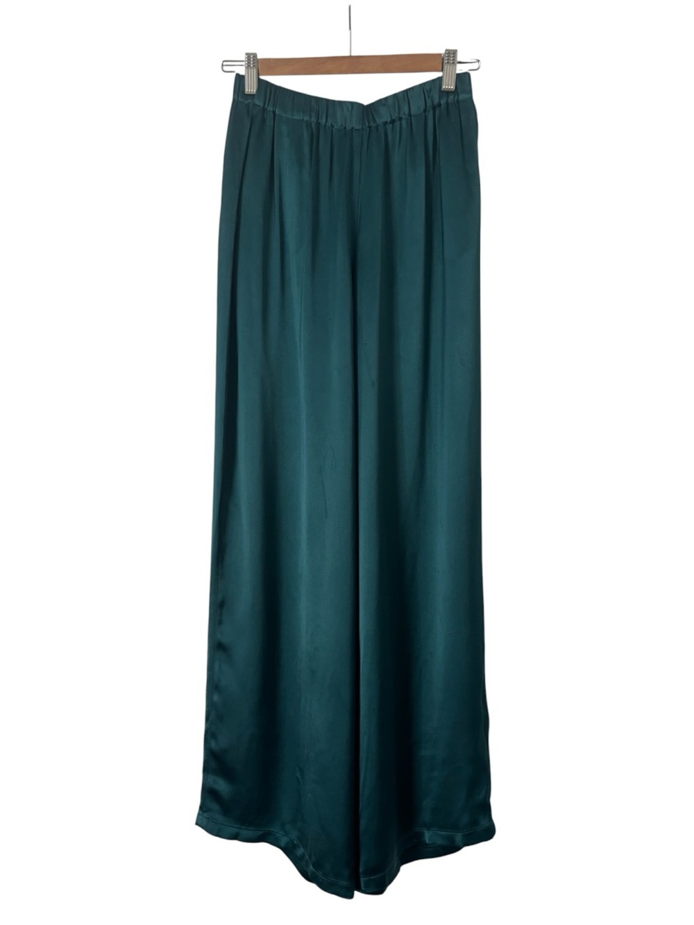 Pomandere Petrol Satin Wide Trousers - Picture 2 of 4